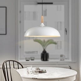 Lampada a sospensione retrò in legno e metallo, 1 luce, attacco E26/E27, cavo regolabile 100 cm