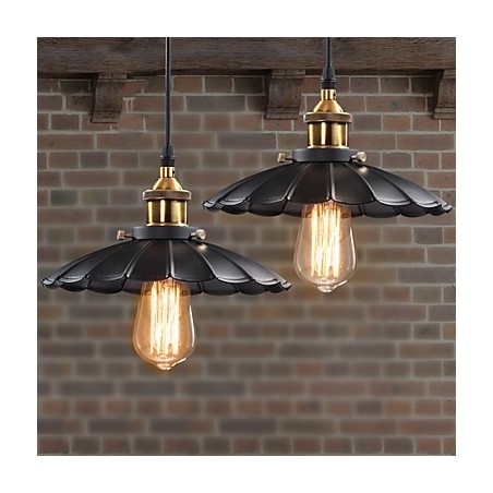 Lampada a sospensione classica retrò in metallo nero e bronzo antico, 1 lampadina E26/E27