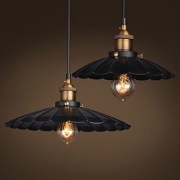 Lampada a sospensione classica retrò in metallo nero e bronzo antico, 1 lampadina E26/E27
