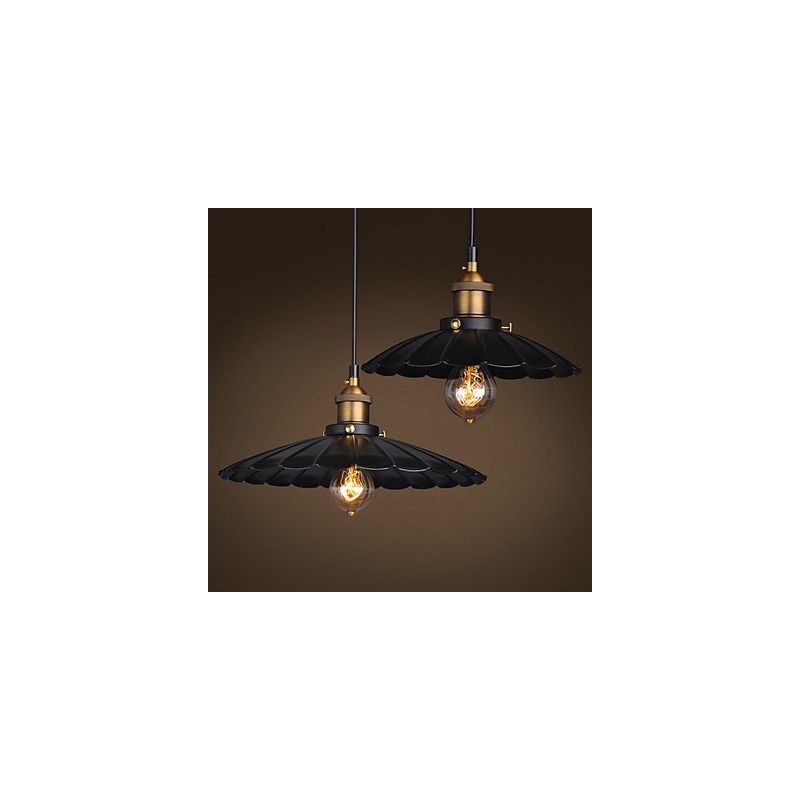 Lampada a sospensione classica retrò in metallo nero e bronzo antico, 1 lampadina E26/E27