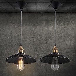 Lampada a sospensione classica retrò in metallo nero e bronzo antico, 1 lampadina E26/E27