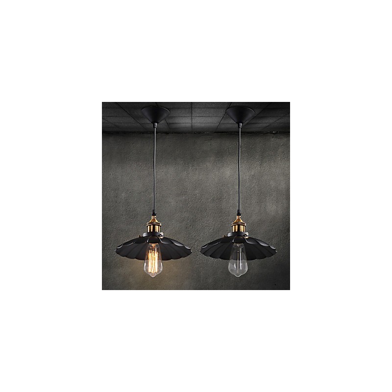 Lampada a sospensione classica retrò in metallo nero e bronzo antico, 1 lampadina E26/E27