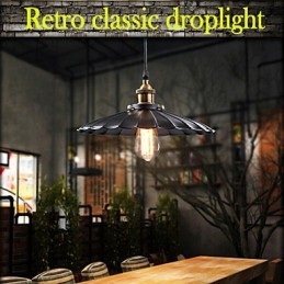 Lampada a sospensione classica retrò in metallo nero e bronzo antico, 1 lampadina E26/E27