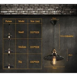 Lampada a sospensione classica retrò in metallo nero e bronzo antico, 1 lampadina E26/E27