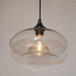 Lampada a sospensione moderna 1 luce con paralume trasparente in vetro