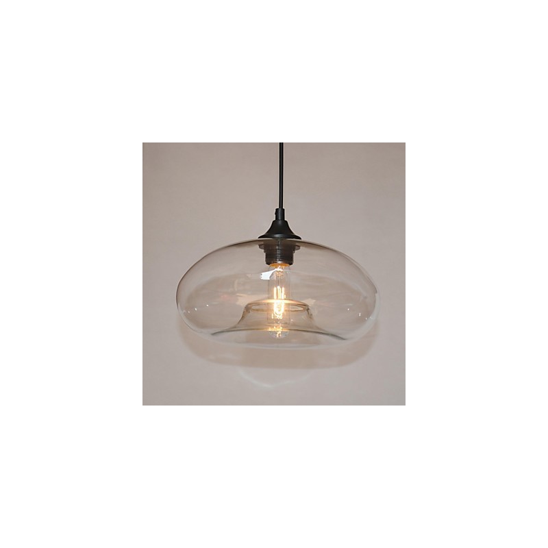 Lampada a sospensione moderna 1 luce con paralume trasparente in vetro