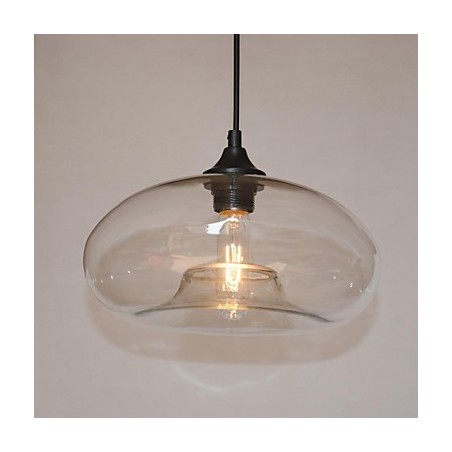 Lampada a sospensione moderna 1 luce con paralume trasparente in vetro
