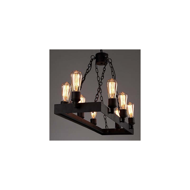 Lampadario industriale retrò stile rustico nero 1 lampadina E26/E27 104 cm