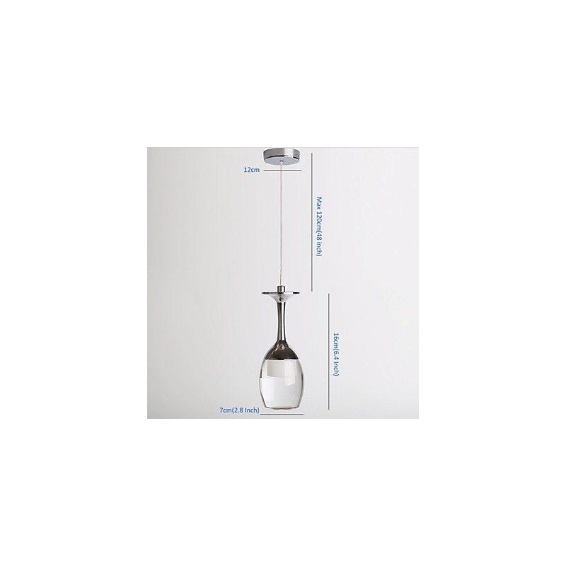 Lampadario a sospensione 1 luce Mini moderno contemporaneo in metallo cromato