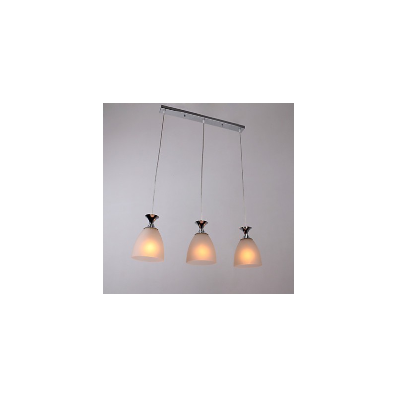 Lampada a sospensione mini isola moderna cromata con paralume in vetro bianco