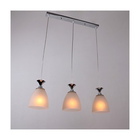 Lampada a sospensione mini isola moderna cromata con paralume in vetro bianco