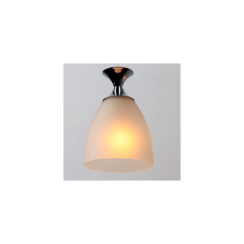 Lampada a sospensione mini isola moderna cromata con paralume in vetro bianco