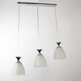 Lampada a sospensione mini isola moderna cromata con paralume in vetro bianco
