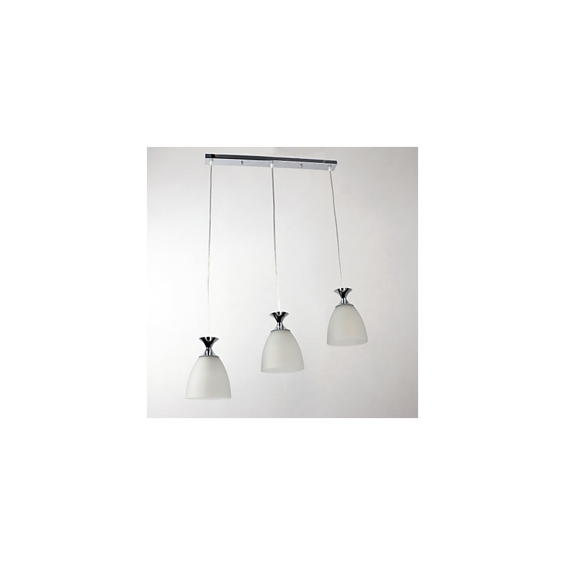 Lampada a sospensione mini isola moderna cromata con paralume in vetro bianco