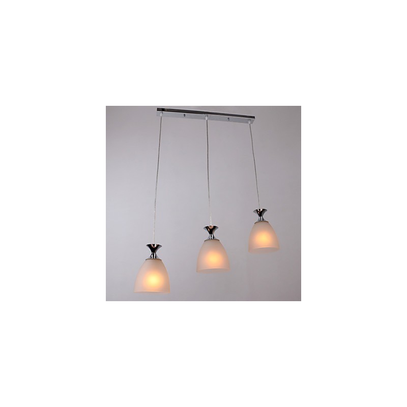 Lampada a sospensione mini isola moderna cromata con paralume in vetro bianco