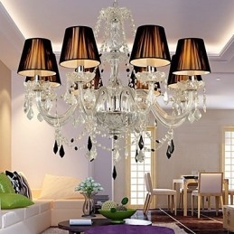 Lampadario contemporaneo in cristallo a 8 luci cromato
