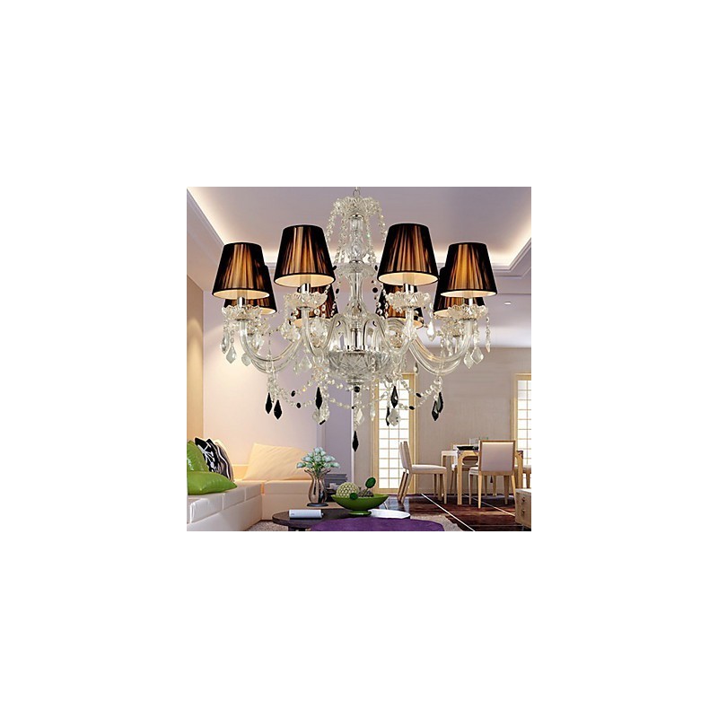Lampadario contemporaneo in cristallo a 8 luci cromato