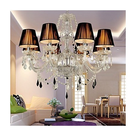 Lampadario contemporaneo in cristallo a 8 luci cromato