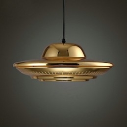 Lampada a sospensione vintage in metallo dorato Country Garage, 3 luci E26/E27