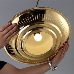 Lampada a sospensione vintage in metallo dorato Country Garage, 3 luci E26/E27