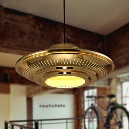 Lampada a sospensione vintage in metallo dorato Country Garage, 3 luci E26/E27