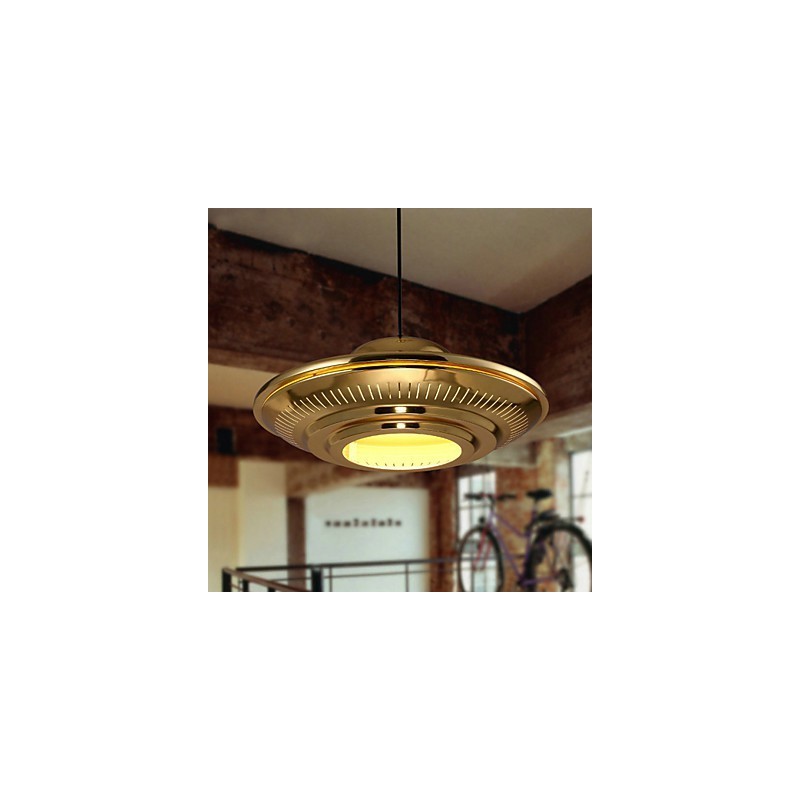 Lampada a sospensione vintage in metallo dorato Country Garage, 3 luci E26/E27