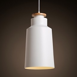 Lampada a sospensione moderna in metallo con dettagli in legno/bambù, E26/E27, 19 cm