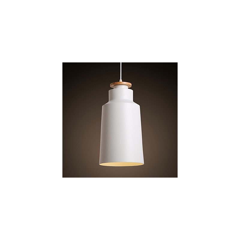 Lampada a sospensione moderna in metallo con dettagli in legno/bambù, E26/E27, 19 cm