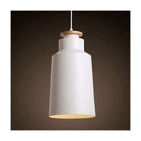 Lampada a sospensione moderna in metallo con dettagli in legno/bambù, E26/E27, 19 cm
