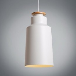 Lampada a sospensione moderna in metallo con dettagli in legno/bambù, E26/E27, 19 cm