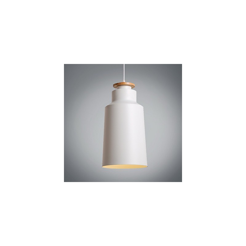 Lampada a sospensione moderna in metallo con dettagli in legno/bambù, E26/E27, 19 cm