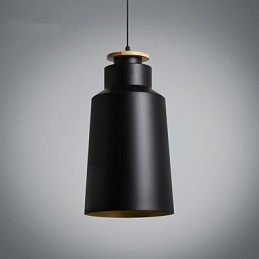 Lampada a sospensione moderna in metallo con dettagli in legno/bambù, E26/E27, 19 cm
