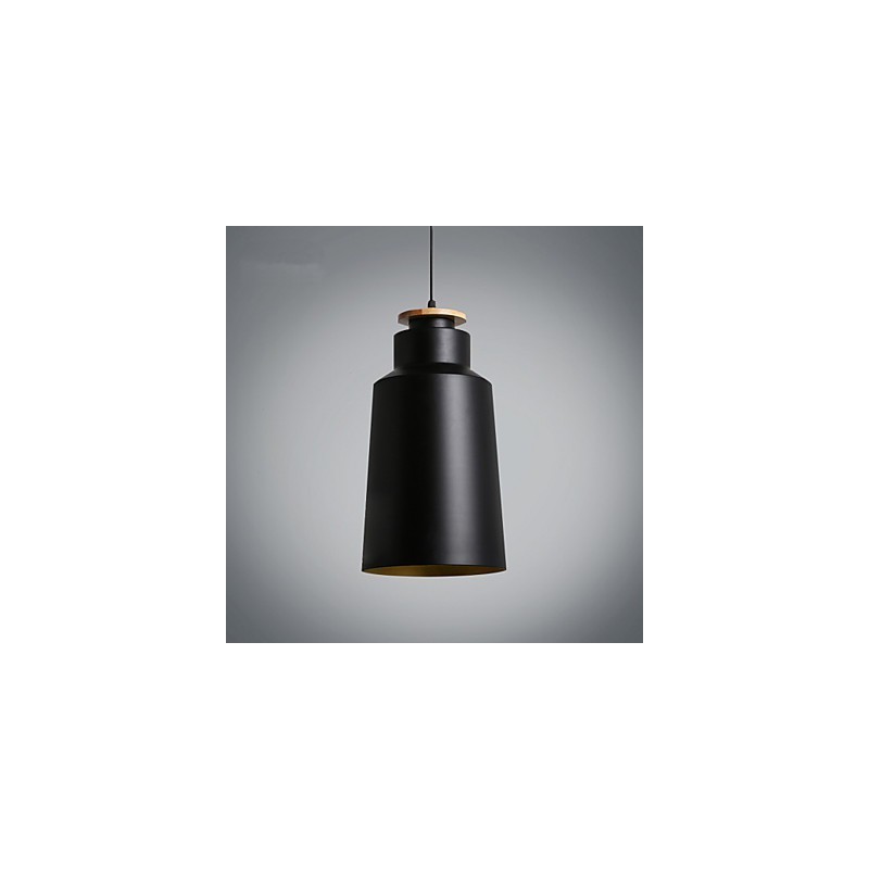 Lampada a sospensione moderna in metallo con dettagli in legno/bambù, E26/E27, 19 cm