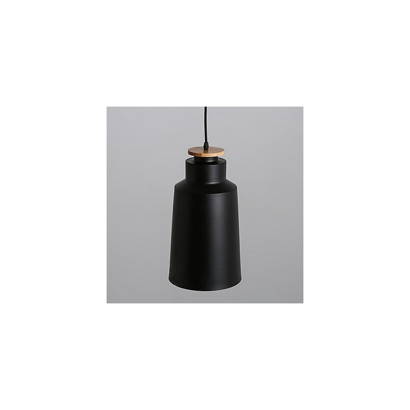 Lampada a sospensione moderna in metallo con dettagli in legno/bambù, E26/E27, 19 cm