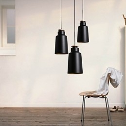 Lampada a sospensione moderna in metallo con dettagli in legno/bambù, E26/E27, 19 cm
