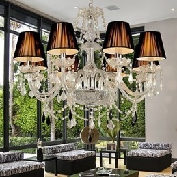 Lampadario contemporaneo in cristallo a 8 luci cromato