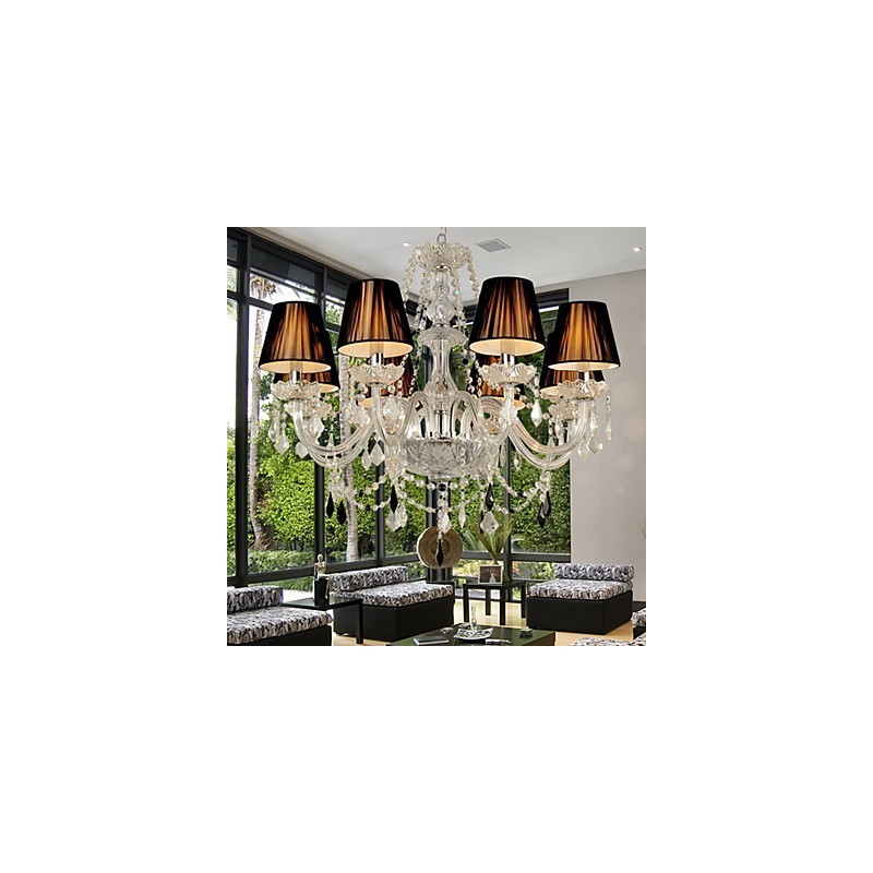 Lampadario contemporaneo in cristallo a 8 luci cromato