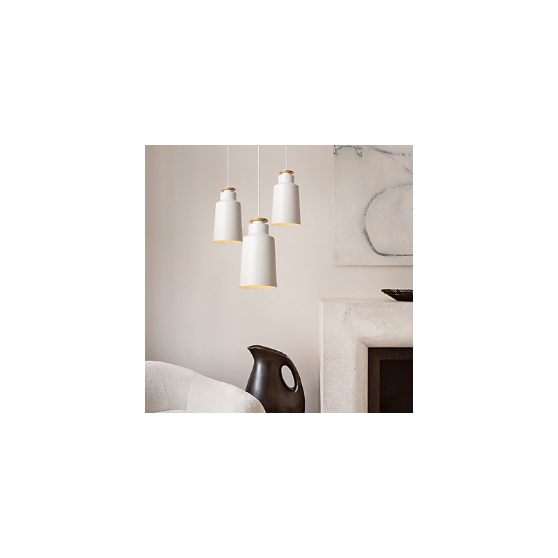 Lampada a sospensione moderna in metallo con dettagli in legno/bambù, E26/E27, 19 cm