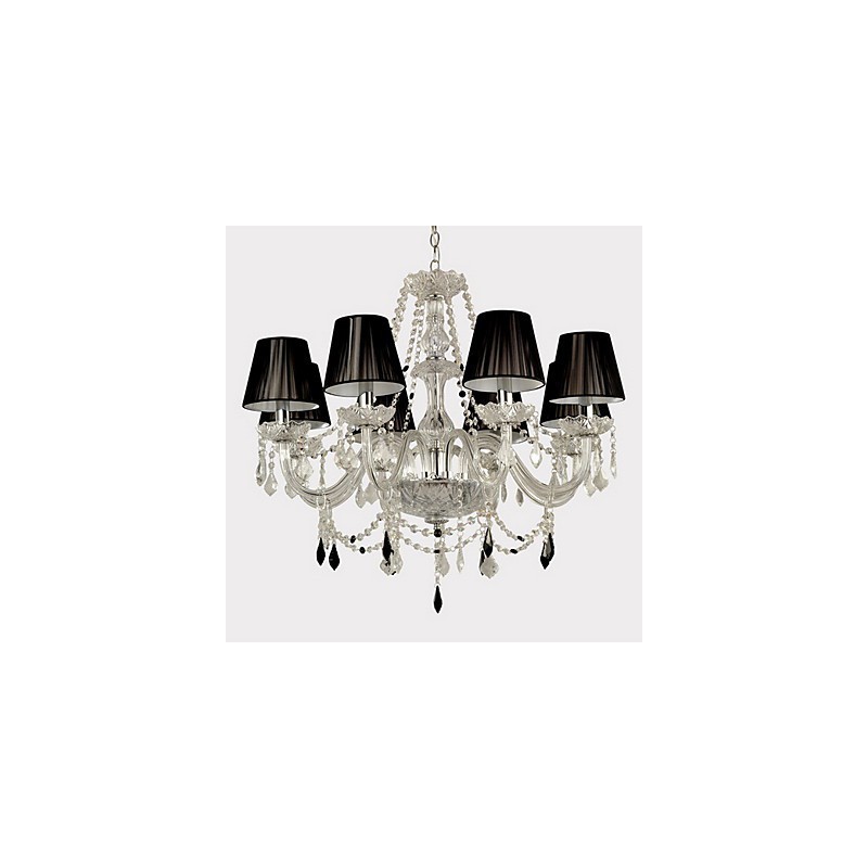 Lampadario contemporaneo in cristallo a 8 luci cromato