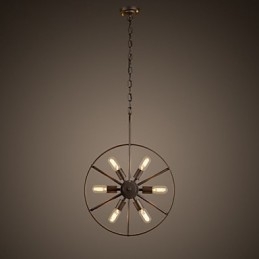 Lampada a sospensione in metallo retrò mini, 6 luci E26/E27, catena regolabile