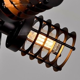 Lampada a sospensione retrò in metallo 5 luci, nero, non regolabile