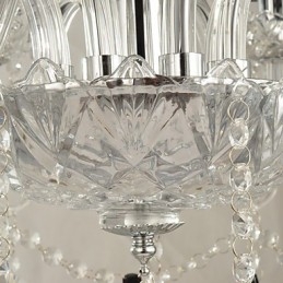 Lampadario contemporaneo in cristallo a 8 luci cromato