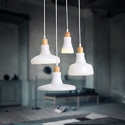 Lampada a sospensione moderna 4 luci con paralume in ferro