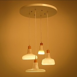 Lampada a sospensione moderna 4 luci con paralume in ferro