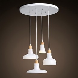 Lampada a sospensione moderna 4 luci con paralume in ferro