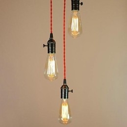 Lampada a sospensione country mini in metallo galvanizzato nera, 3 luci