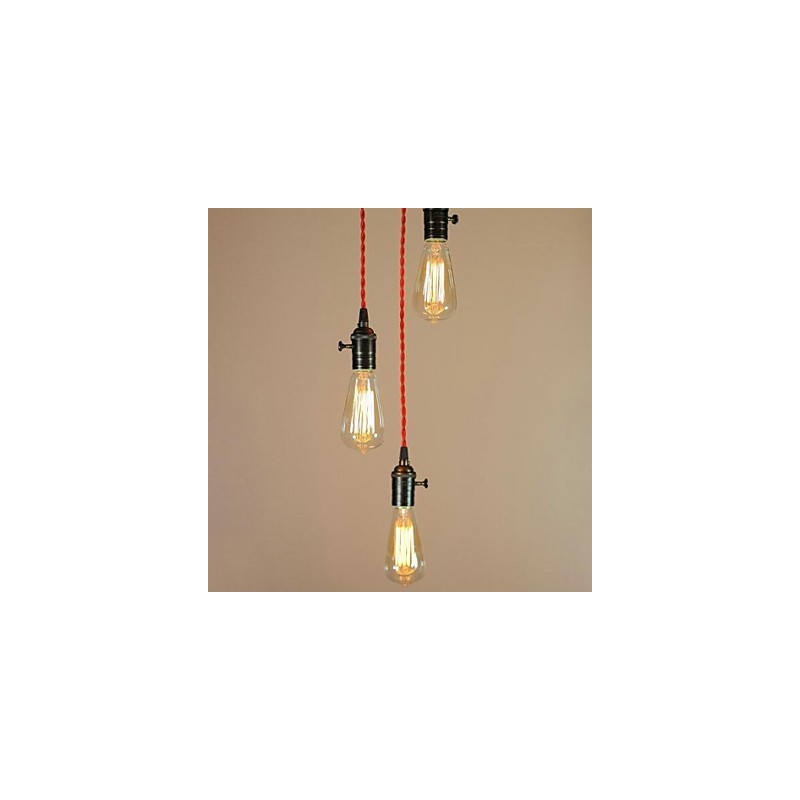 Lampada a sospensione country mini in metallo galvanizzato nera, 3 luci