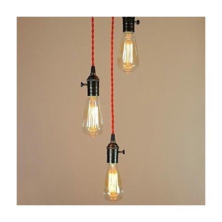 Lampada a sospensione country mini in metallo galvanizzato nera, 3 luci