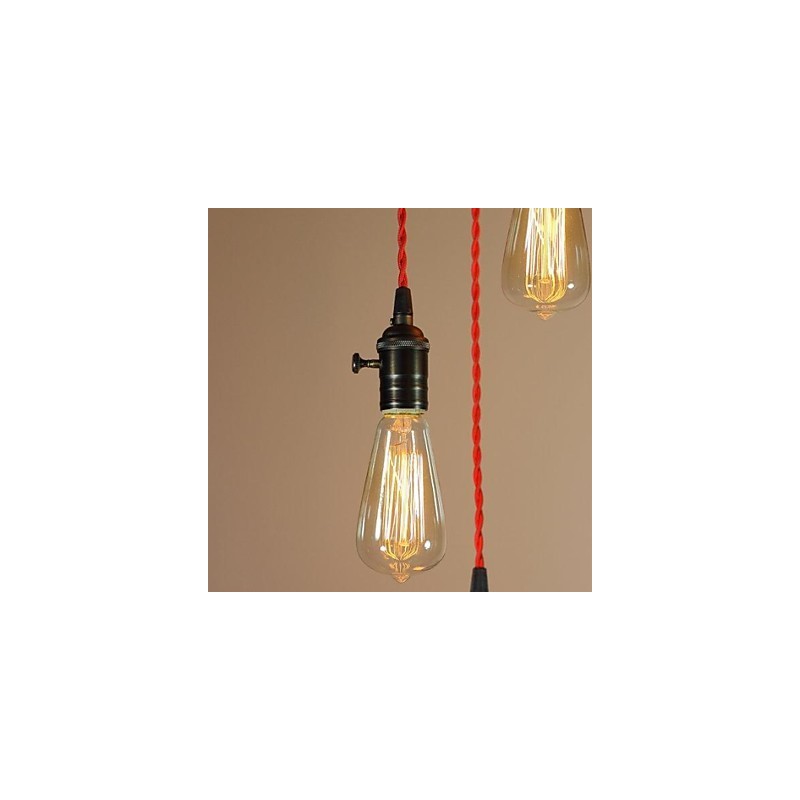 Lampada a sospensione country mini in metallo galvanizzato nera, 3 luci