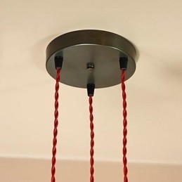 Lampada a sospensione country mini in metallo galvanizzato nera, 3 luci